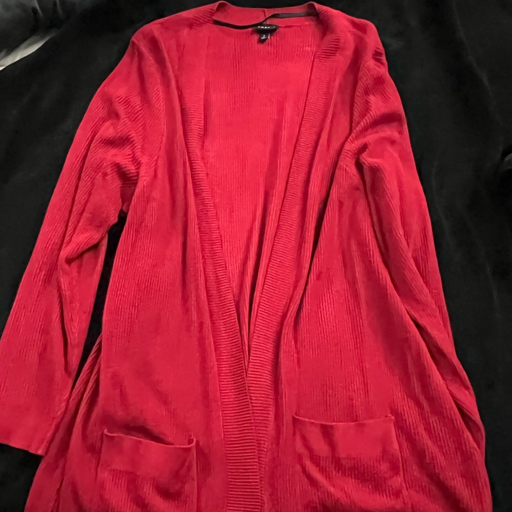 Torrid plus size red long cardigan.